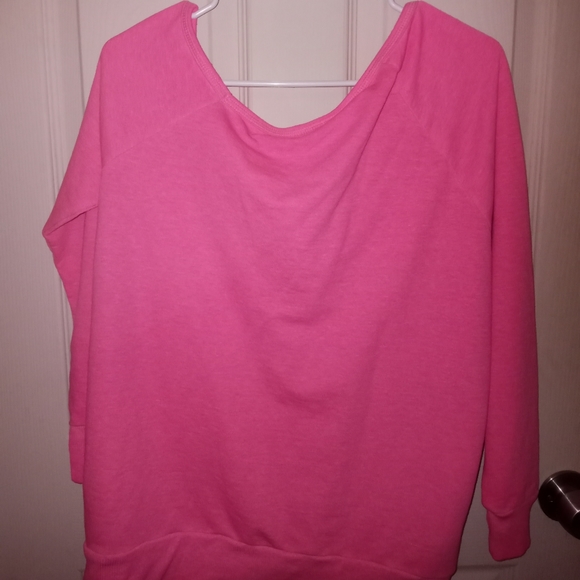 NEW Torrid Neon Pink Terry Off Shoulder Sweatshirt - Picture 2 of 3